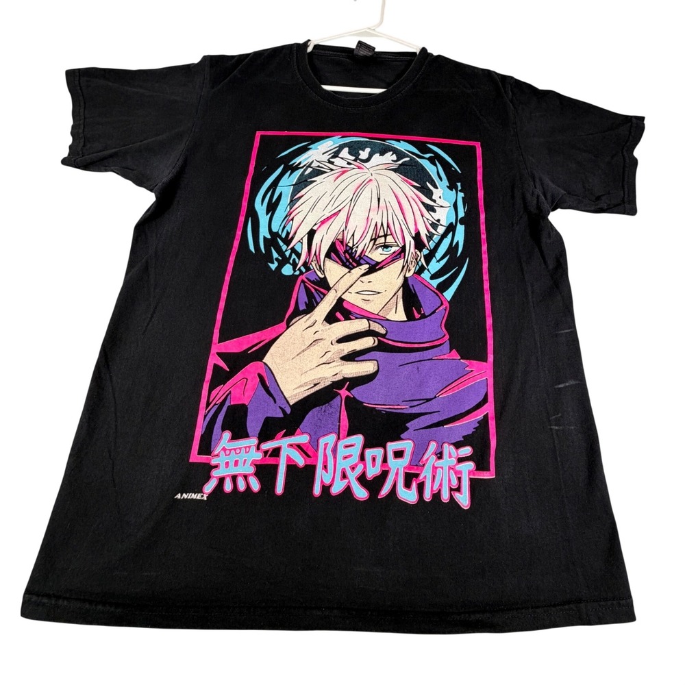 Animex Jujutsu Kaisen Satoru Gojo Graphic T-Shirt Black XL Anime Vaporwave